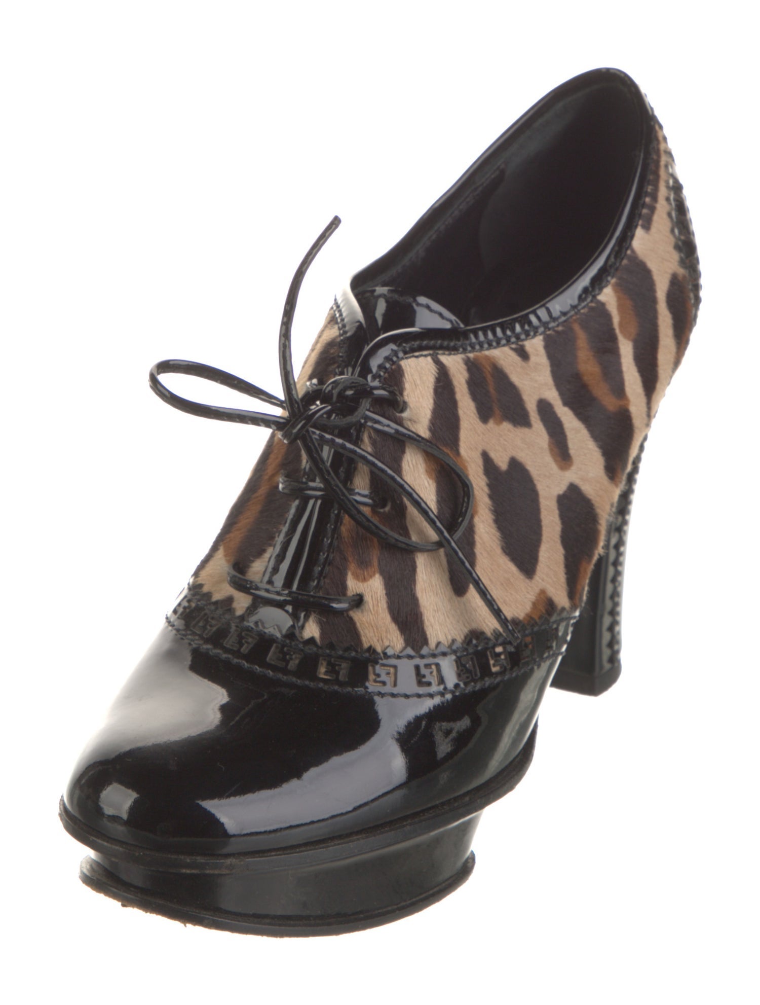 Fendi Patent Leather Animal Print Pumps