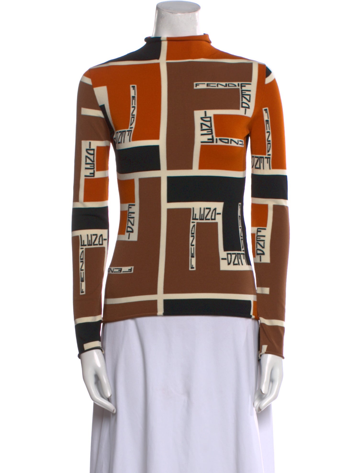 Fendi Printed Mock Neck Sweatshirt