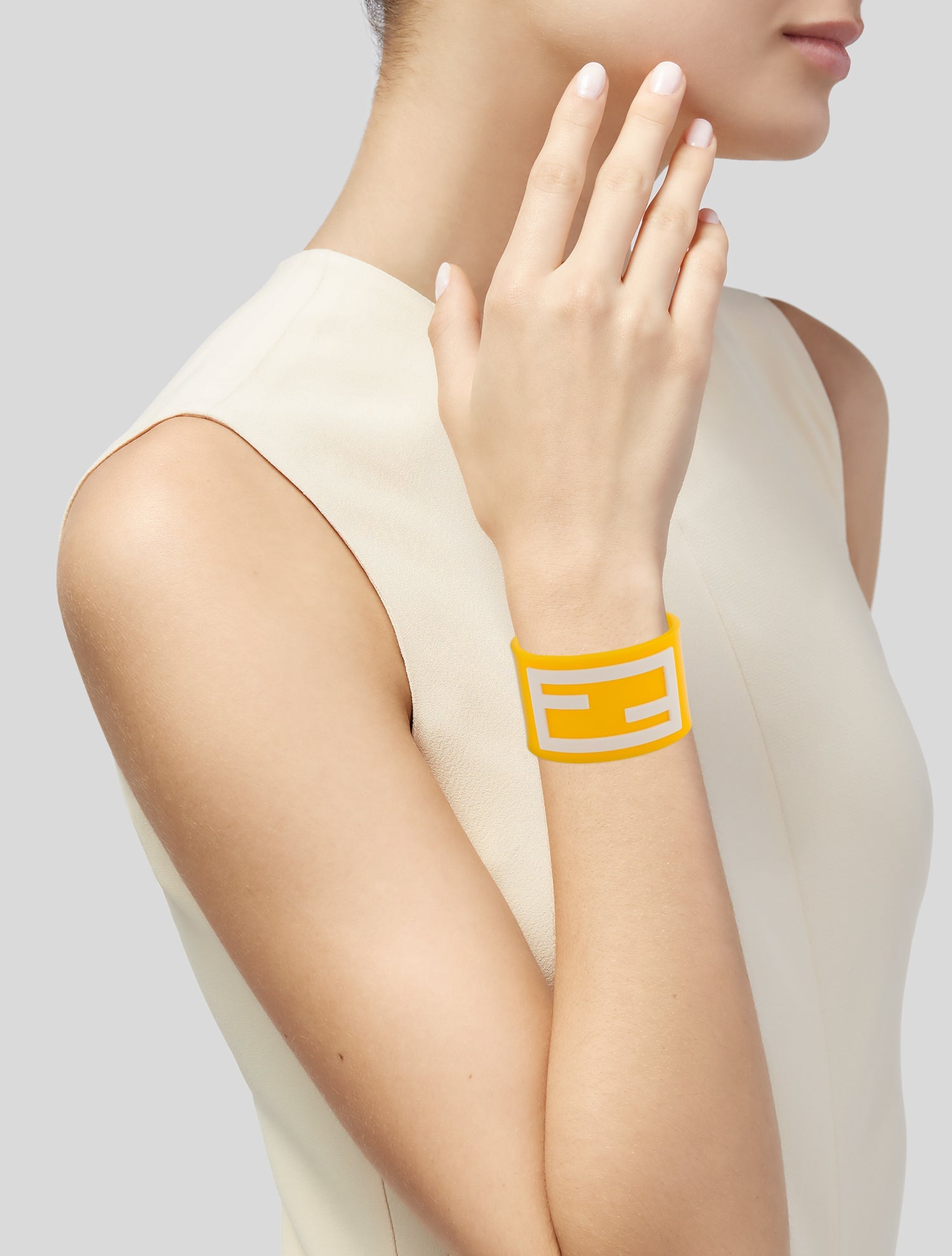 Fendi Resin Logo 'Zucca' Cuff Bracelet