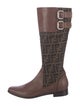 Fendi Zucca FF Logo Leather Riding Boots