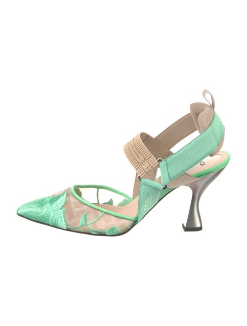 Fendi Zucca FF Logo Mesh Slingback Pumps