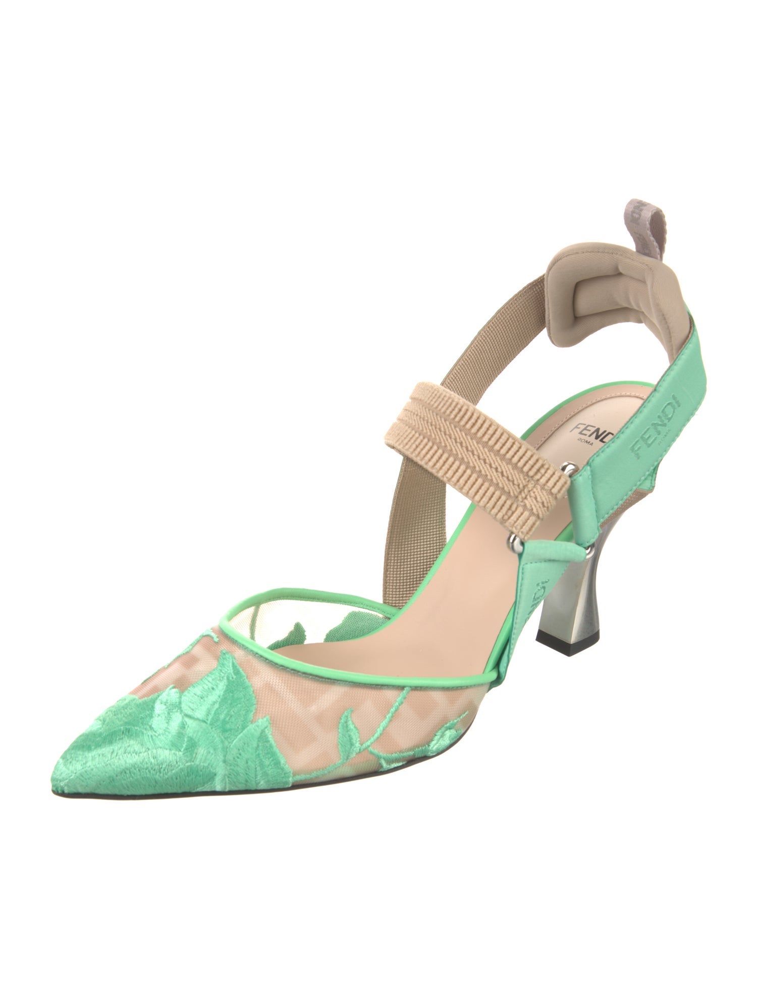 Fendi Zucca FF Logo Mesh Slingback Pumps