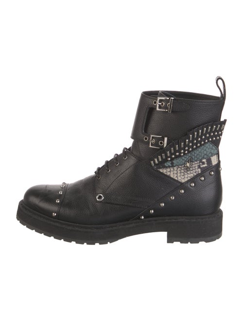 Fendi Leather Studded Accents Combat Boots