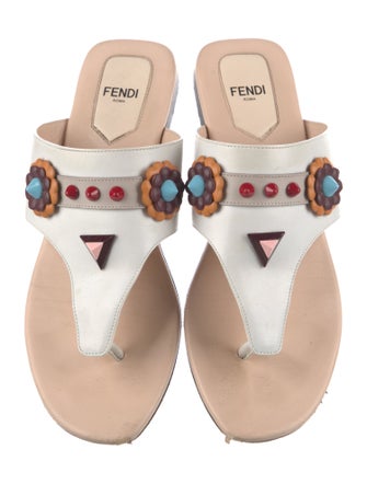 Fendi Leather Studded Accents Slides