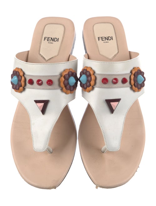 Fendi Leather Studded Accents Slides