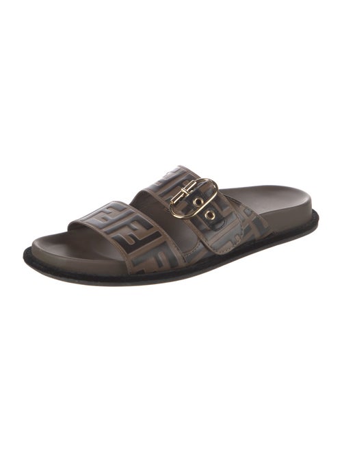 Fendi Zucca FF Logo Leather Slides