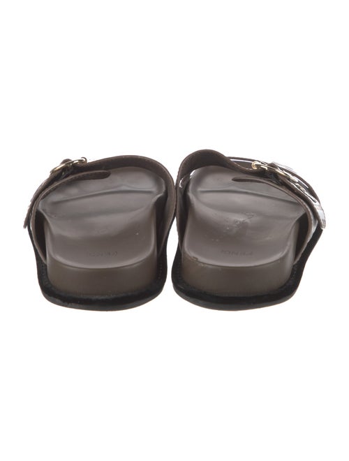 Fendi Zucca FF Logo Leather Slides