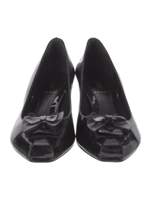 Fendi Patent Leather Bow Accents Pumps