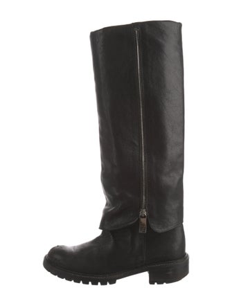 Fendi Zucca FF Logo Leather Riding Boots