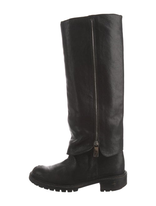 Fendi Zucca FF Logo Leather Riding Boots