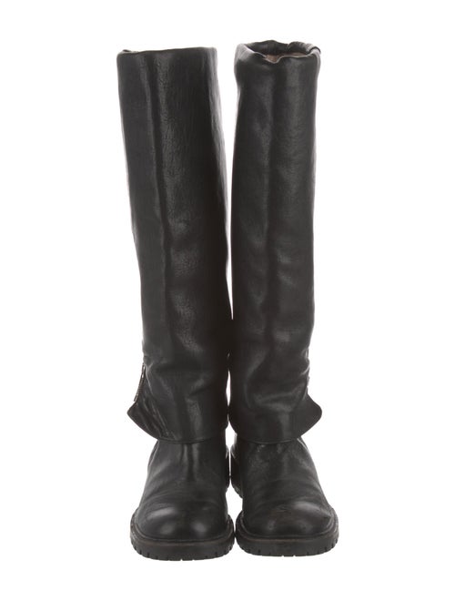 Fendi Zucca FF Logo Leather Riding Boots