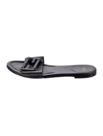 Fendi Leather Cutout Accent Slides