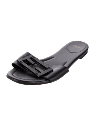 Fendi Leather Cutout Accent Slides