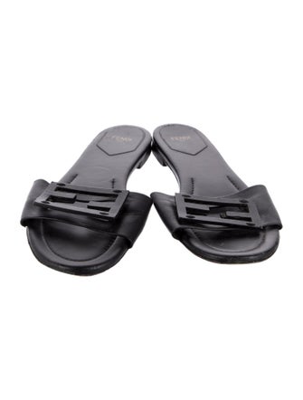 Fendi Leather Cutout Accent Slides