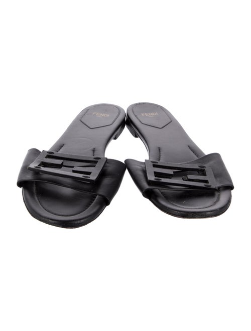 Fendi Leather Cutout Accent Slides
