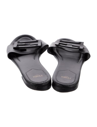 Fendi Leather Cutout Accent Slides