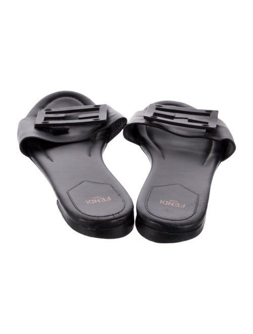 Fendi Leather Cutout Accent Slides