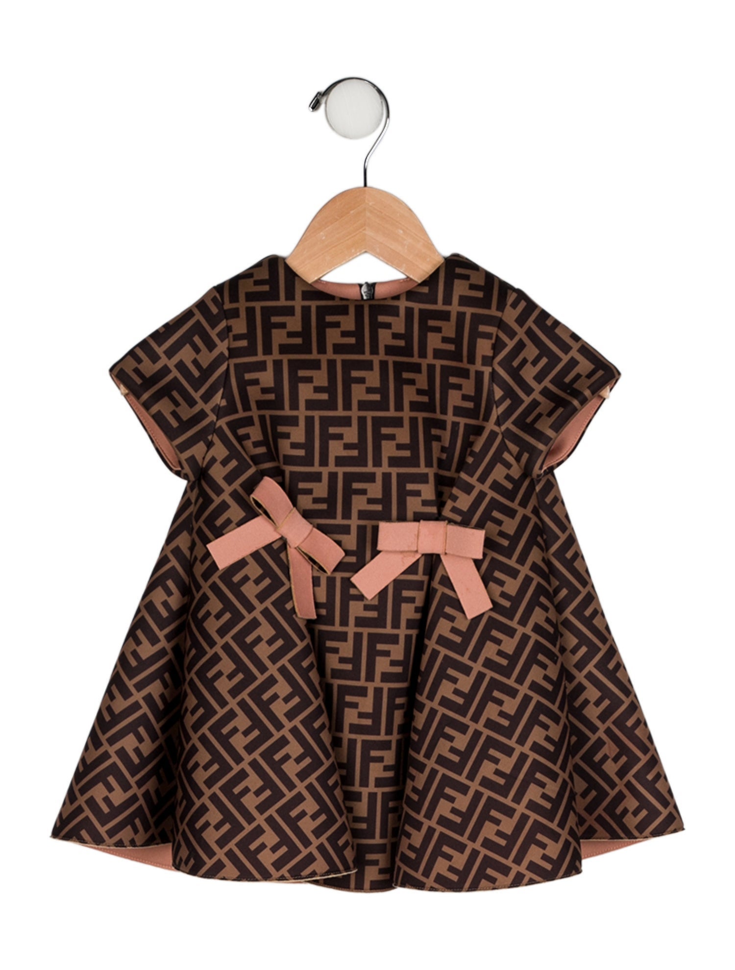 Fendi Girls Zucca Bow Dress