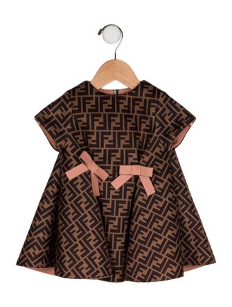 Fendi Girls Zucca Bow Dress
