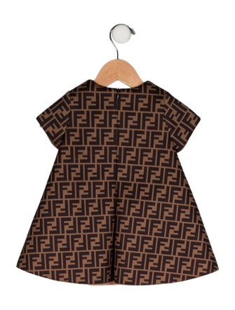 Fendi Girls Zucca Bow Dress