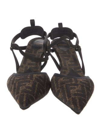 Fendi Zucca FF Logo Printed Slingback Pumps