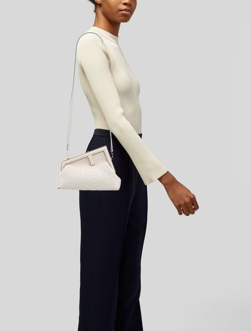 Fendi Ostrich First Ostrich Shoulder Bag Small