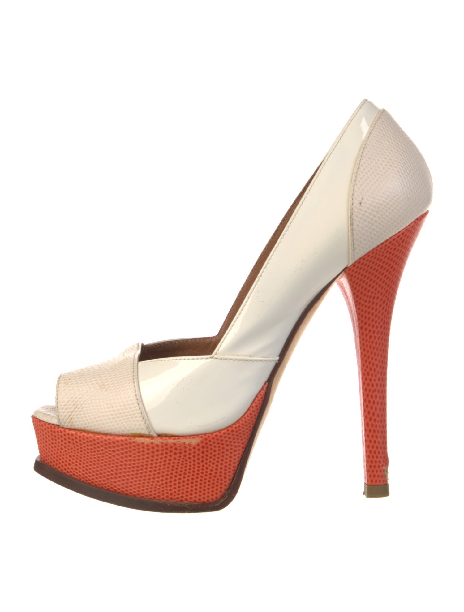 Fendi Patent Leather Colorblock Pattern Pumps