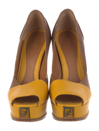 Fendi Zucca FF Logo Lizard Pumps