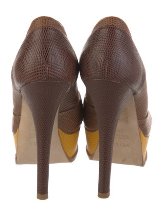 Fendi Zucca FF Logo Lizard Pumps