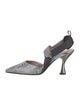 Fendi Zucca FF Logo Crystal Embellishments Slingback Pumps