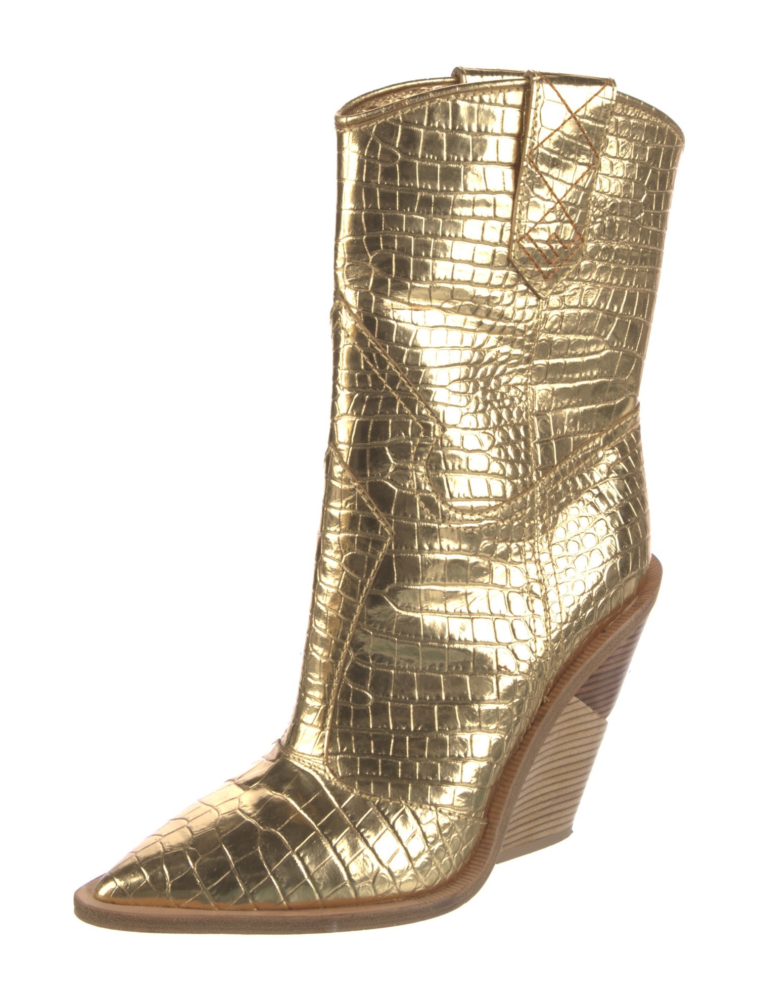 Fendi Embossed Leather Western Boots