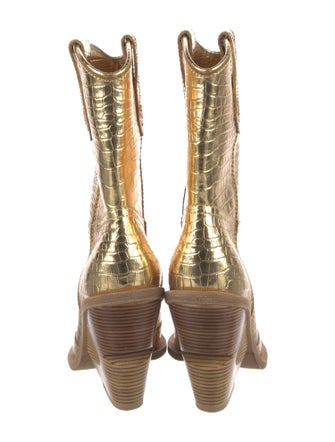 Fendi Embossed Leather Western Boots