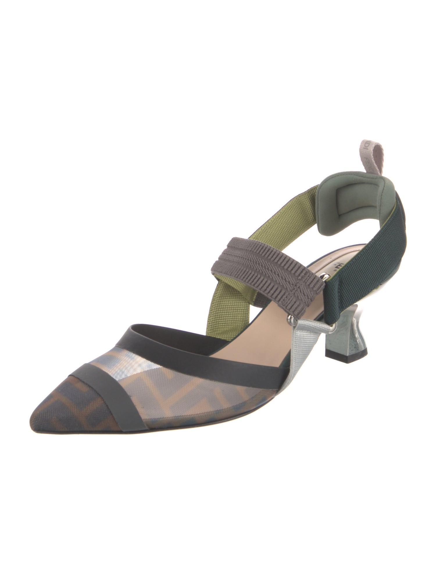 Fendi Mesh Printed Slingback Pumps