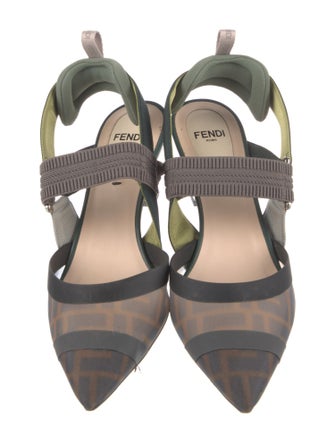 Fendi Mesh Printed Slingback Pumps