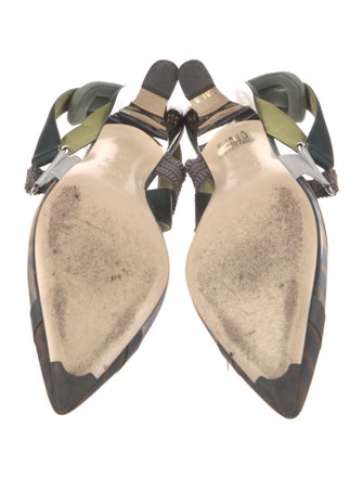 Fendi Mesh Printed Slingback Pumps