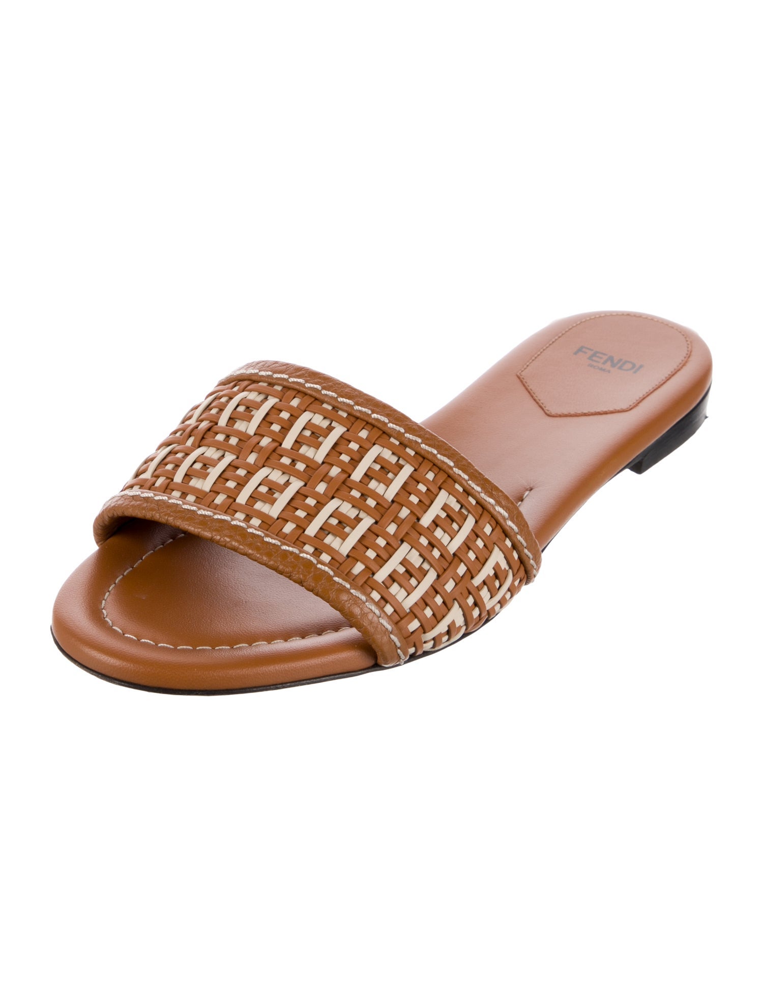 Fendi Leather Printed Slides