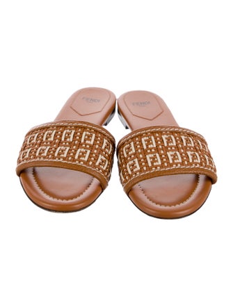 Fendi Leather Printed Slides