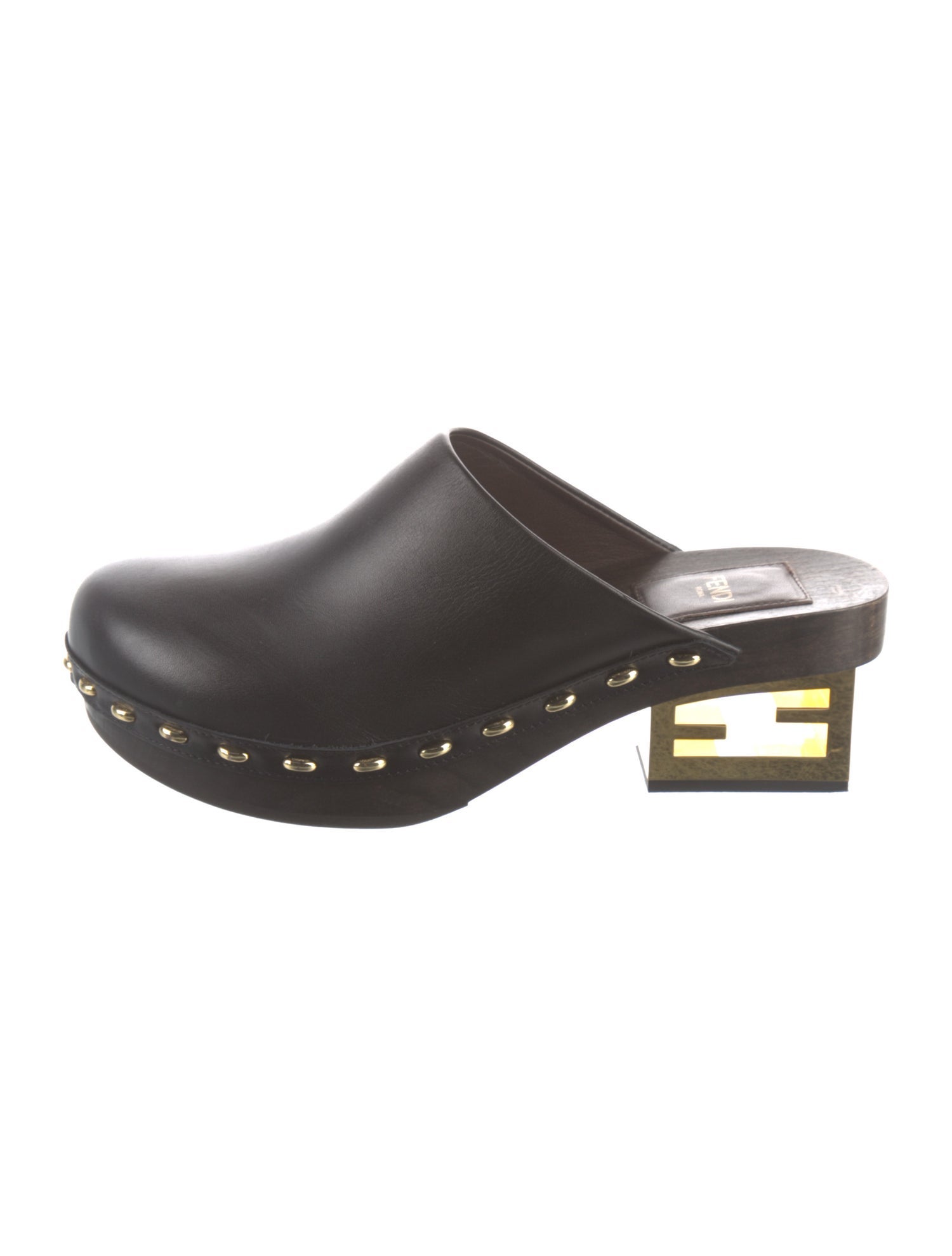 Fendi Leather Studded Accents Mules