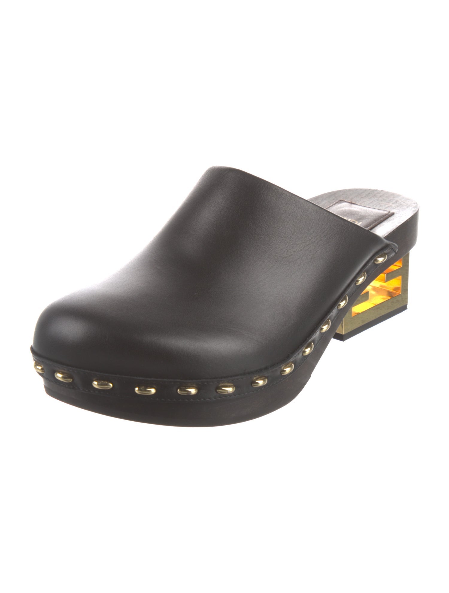 Fendi Leather Studded Accents Mules