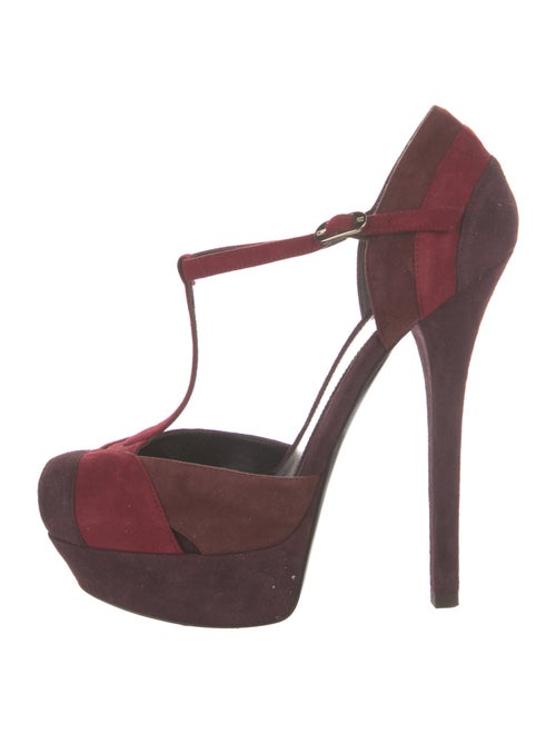 Fendi Suede Animal Print T-Strap Pumps