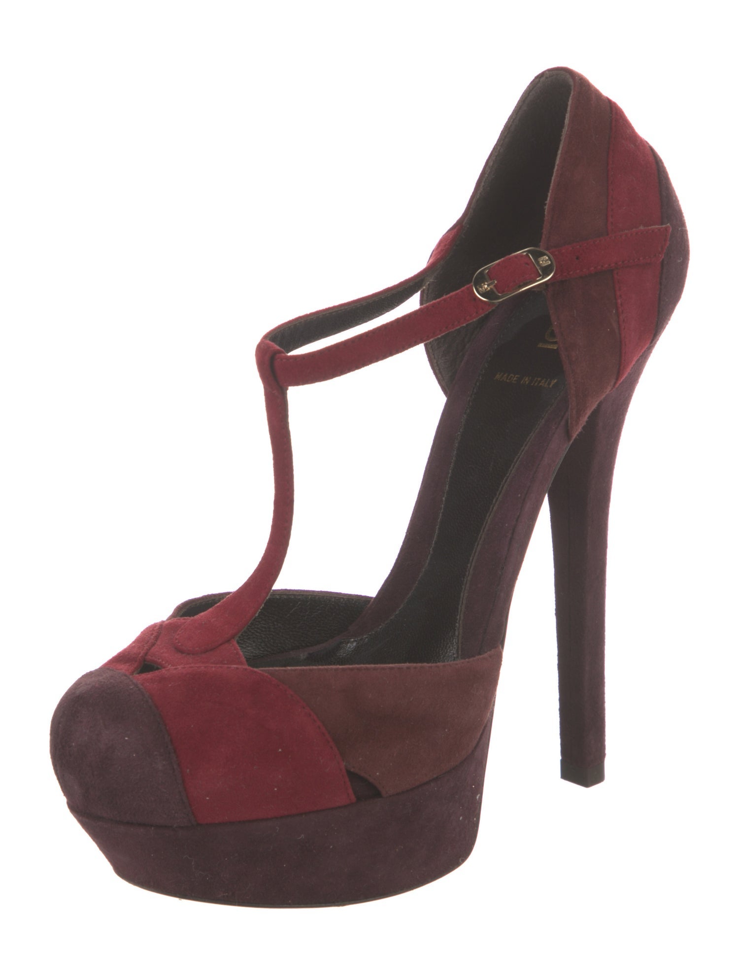 Fendi Suede Animal Print T-Strap Pumps