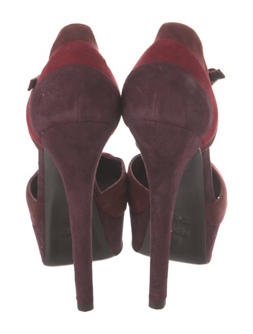 Fendi Suede Animal Print T-Strap Pumps