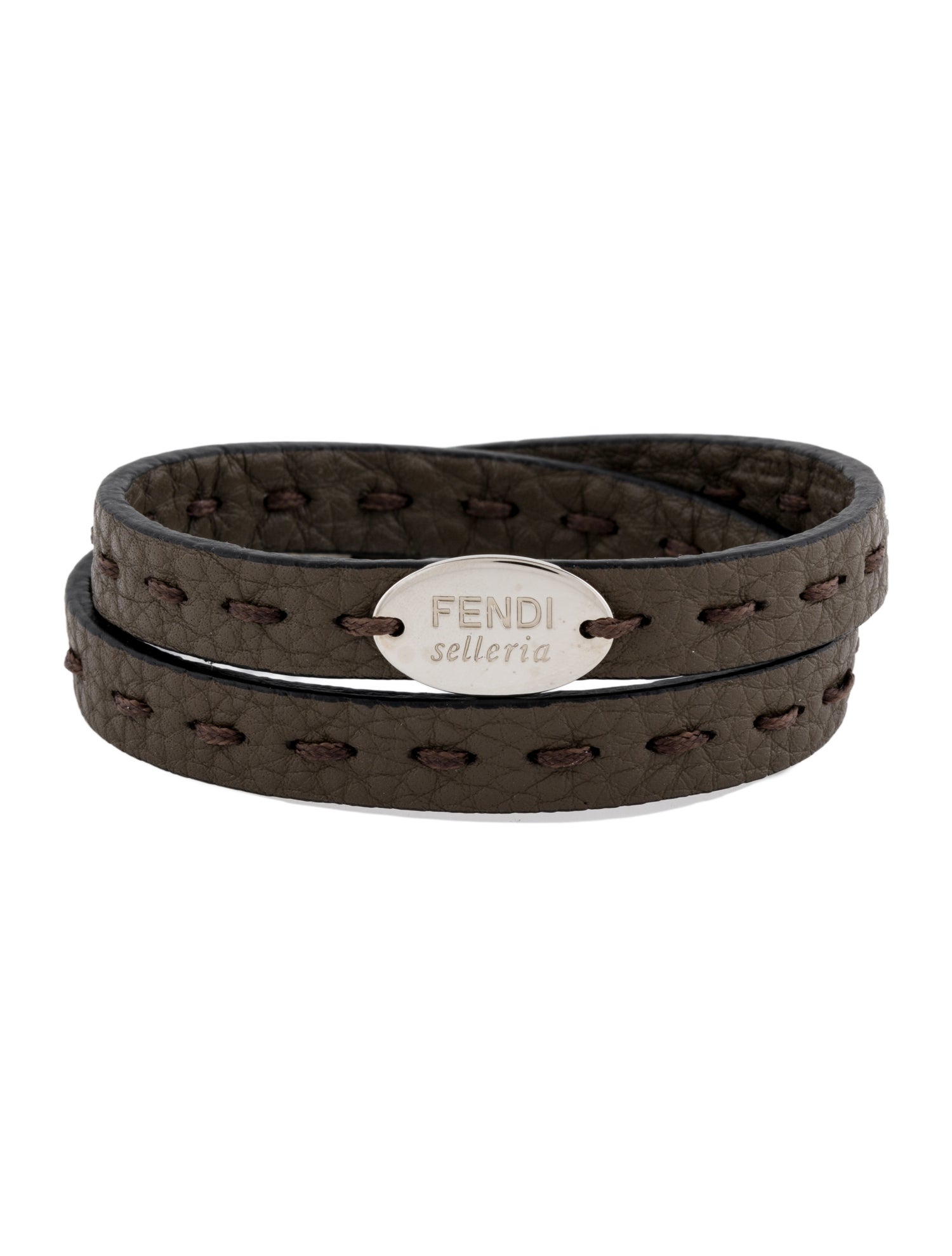 Fendi Leather Double Wrap 'Selleria' Bracelet