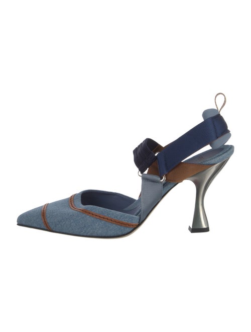 Fendi Zucca FF Logo Denim Slingback Pumps