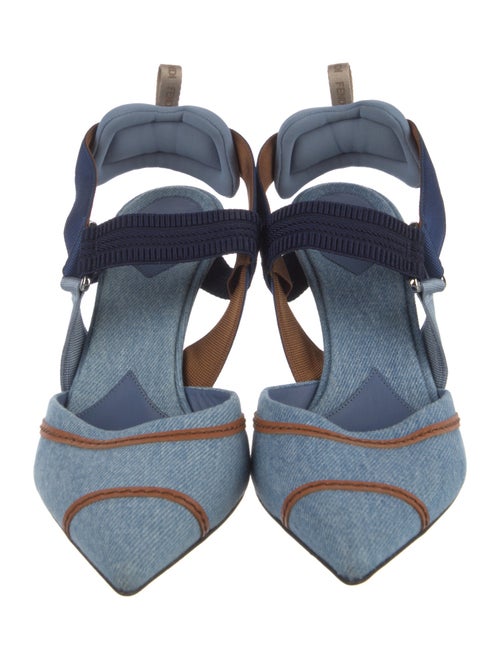 Fendi Zucca FF Logo Denim Slingback Pumps