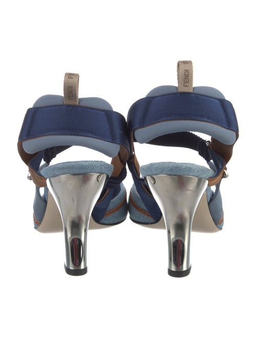 Fendi Zucca FF Logo Denim Slingback Pumps