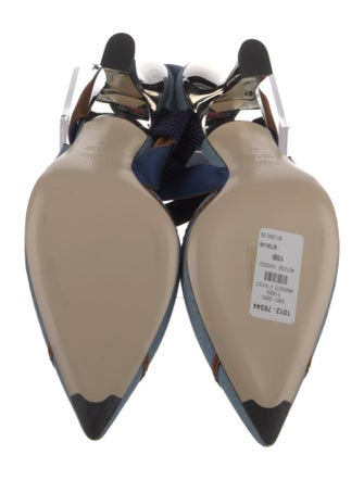 Fendi Zucca FF Logo Denim Slingback Pumps