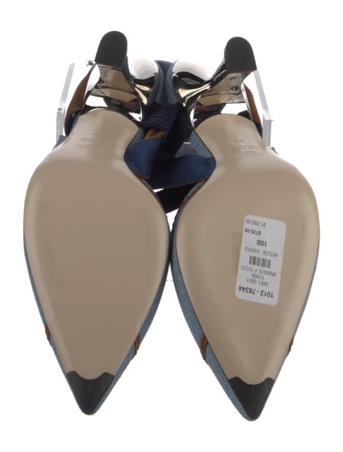 Fendi Zucca FF Logo Denim Slingback Pumps