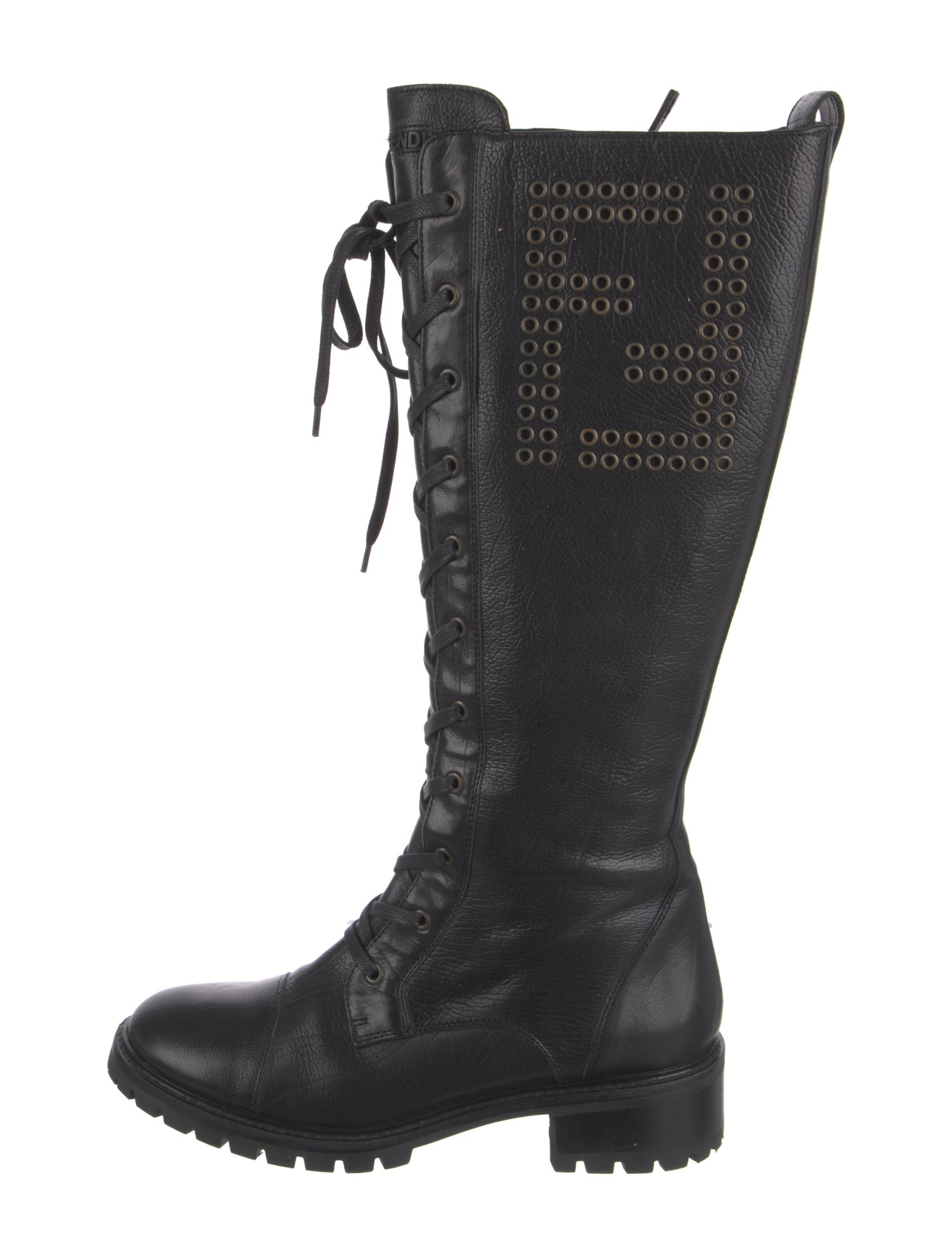 Fendi Leather Lace-Up Boots
