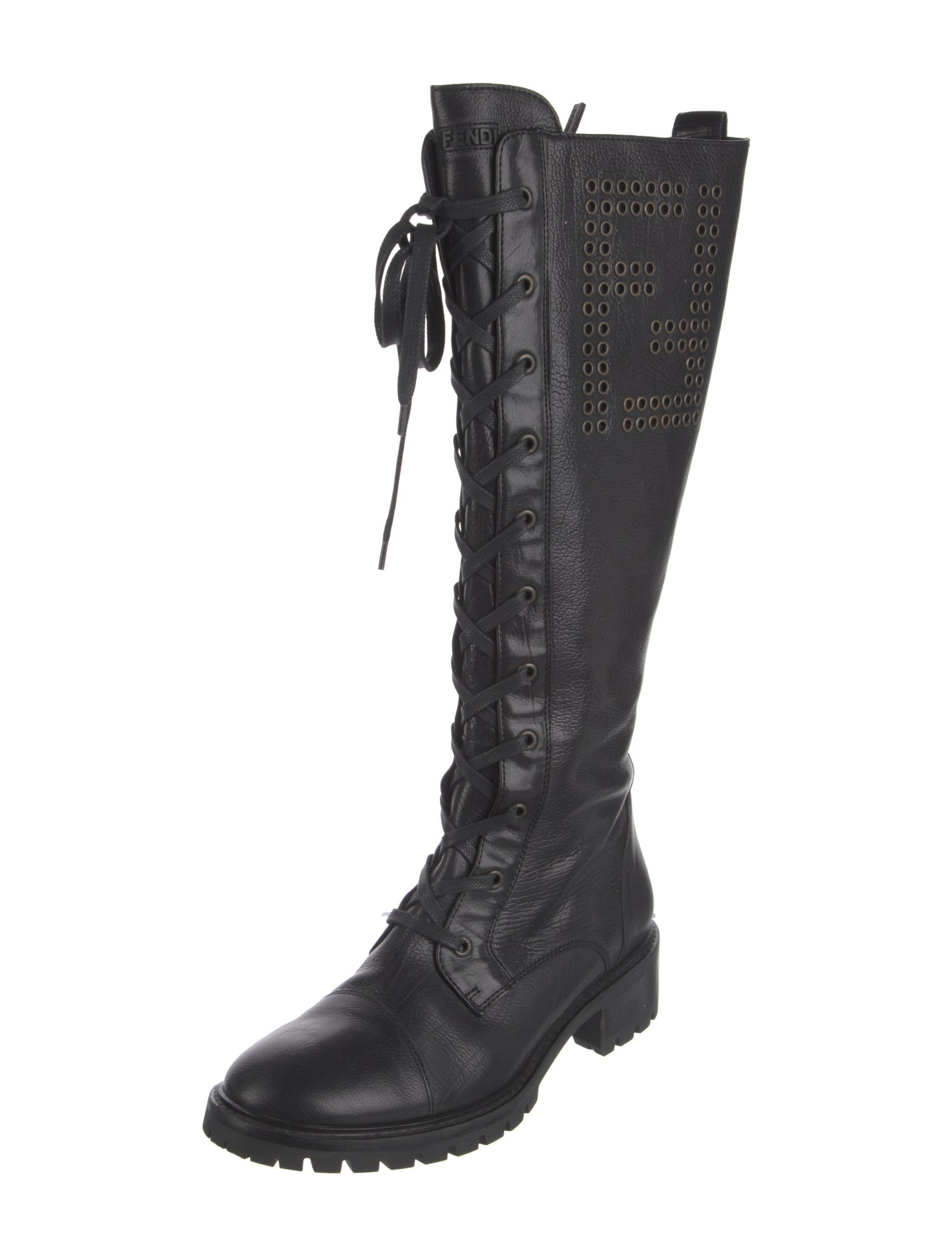 Fendi Leather Lace-Up Boots